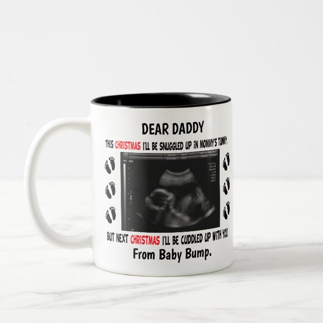 Daddy To Be from Bump Christmas Custom Photo Two-Tone Coffee Mug (Left)