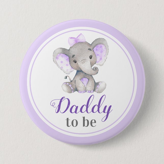Daddy to be New Father Dad Baby Shower Elephant 3 Inch Round Button (Front)