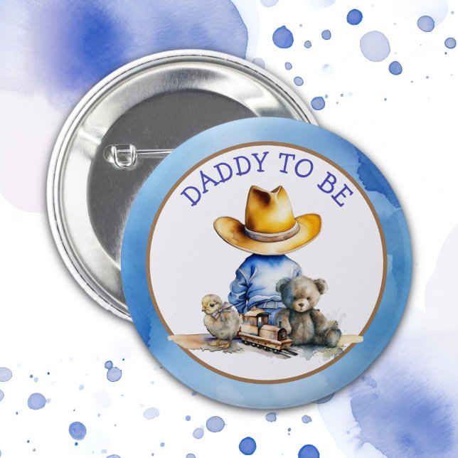 Daddy to Be of a Lil' Cowboy | Baby Shower 2 Inch Round Button (Creator Uploaded)
