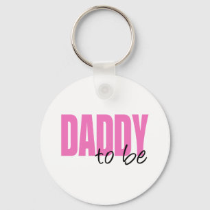 Daddy To Be (Pink Block Font) Keychain