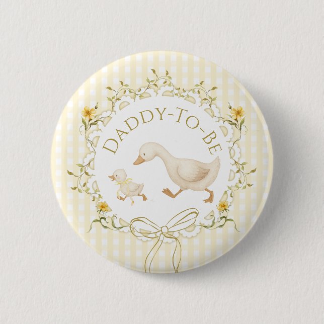 Daddy to be Silly Goose Gingham Baby Shower 2 Inch Round Button (Front)