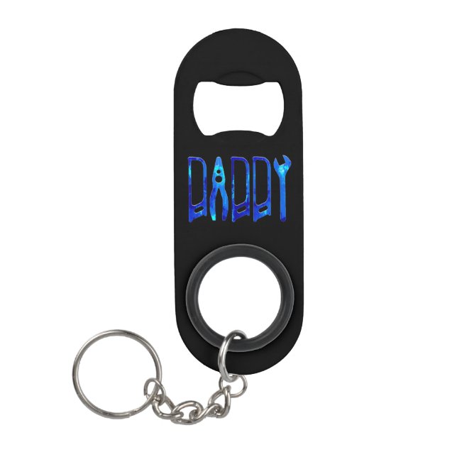 "Daddy Tools" Bottle Opener Graphic - Father's Day Keychain Bottle Opener (Front)