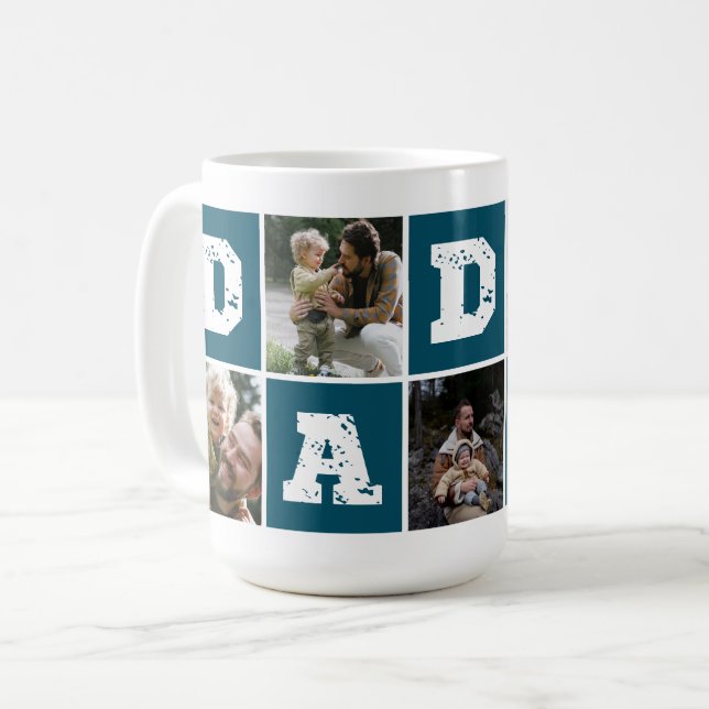 Daddy Typography Collage de photos Coffee Mug (Devant gauche)