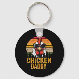 Daddy Vintage Funny Farmer Chickens Fathers Day Me Keychain