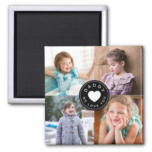 Daddy We Love You Cute Kids Photo Collage  Magnet (Front)