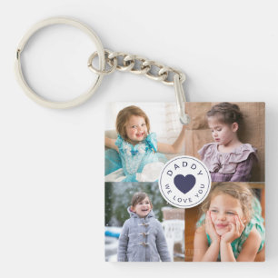 Daddy We Love You  Kids Photo Collage Keychain