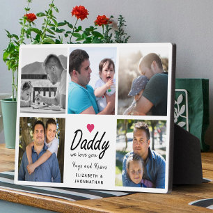 Daddy we love you Script 5 Photo Collage Father Plaque