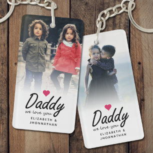 Daddy we love you Script Father Photo Keepsake Keychain
