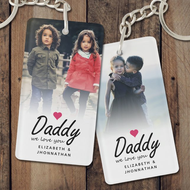 Daddy we love you Script Father Photo Keepsake Keychain (Creator Uploaded)