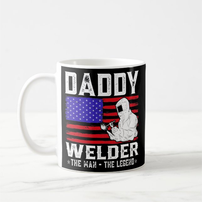 Daddy Welder The Man The Legend American Flag  Coffee Mug (Left)