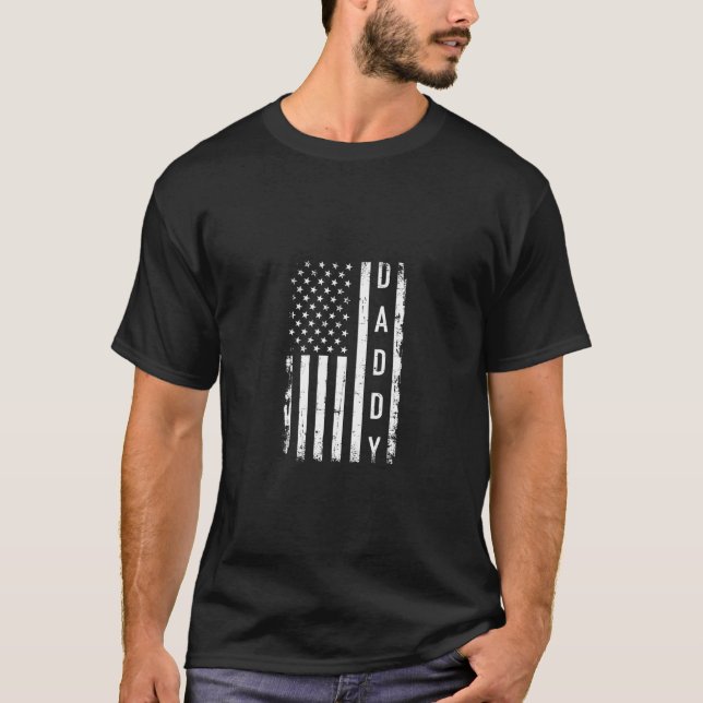 Daddy With Us American Flag T-Shirt (Front)