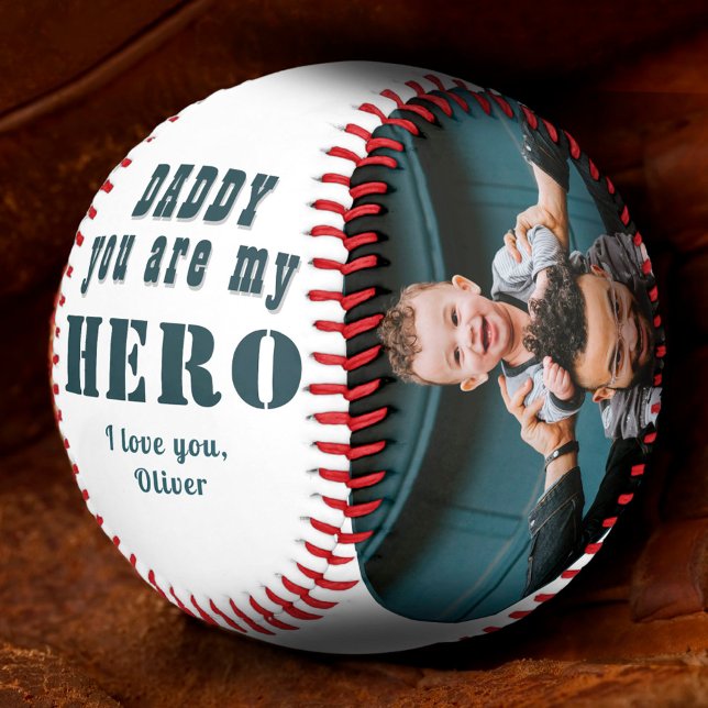 Daddy you are my Hero Dad 2 Photo Collage Baseball (Creator Uploaded)