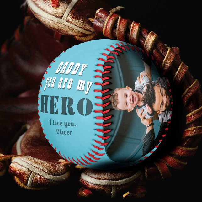 Daddy you are my Hero Dad 2 Photo Collage Baseball (Creator Uploaded)