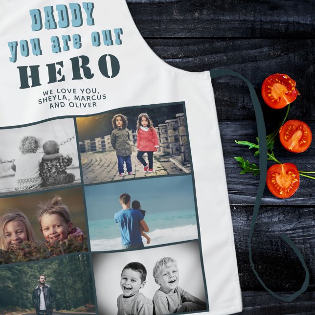 Daddy you are our Hero 6 Photo Collage Apron (Creator Uploaded)