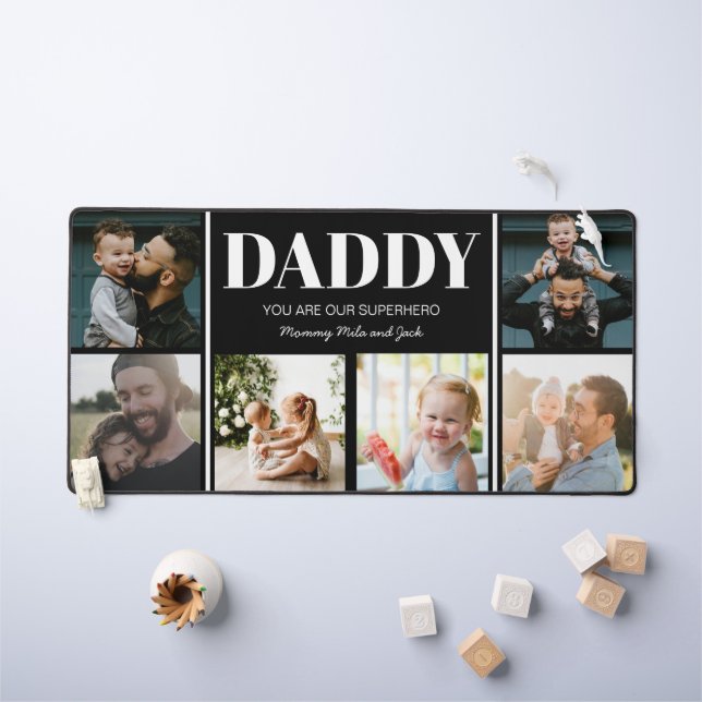 Daddy You are our Superhero Photo Collage Simple Desk Mat (Kids Table)
