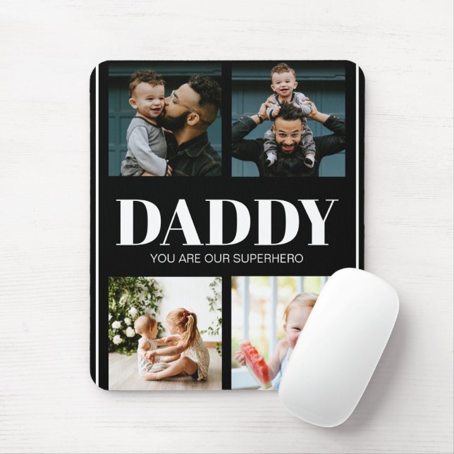 Daddy You are our Superhero Photo Collage Simple Mouse Pad (With Mouse)