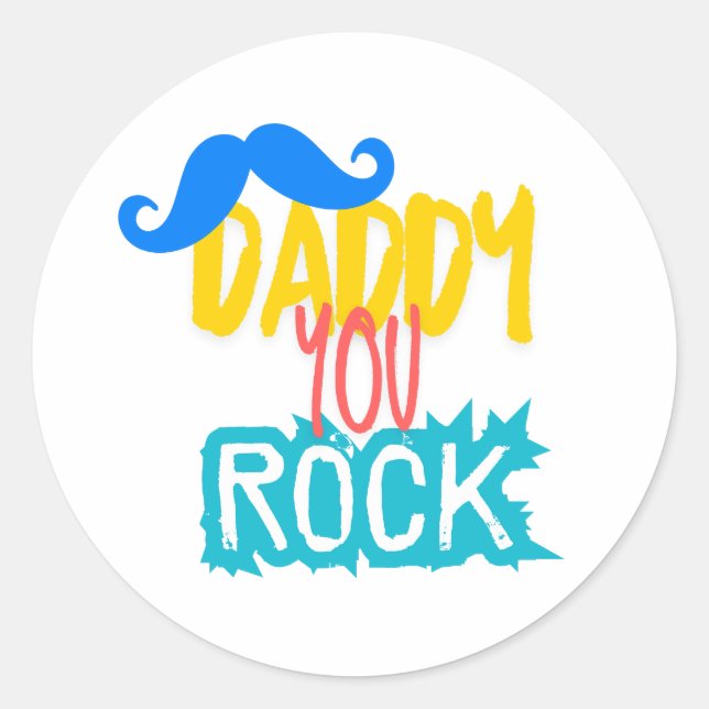 Daddy You Rock Classic Round Sticker (Front)