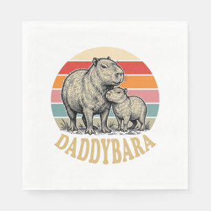 Daddybara Capybara Dad Vintage Sunset Shirt_1 Napkin
