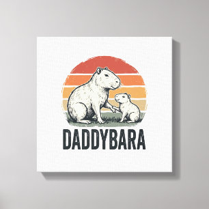 Daddybara Capybara Vintage Sunset Shirt Design_1 Canvas Print