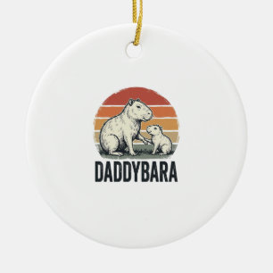 Daddybara Capybara Vintage Sunset Shirt Design_1 Ceramic Ornament