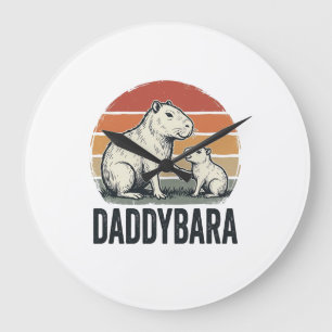 Daddybara Capybara Vintage Sunset Shirt Design_1 Large Clock