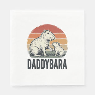 Daddybara Capybara Vintage Sunset Shirt Design_1 Napkin