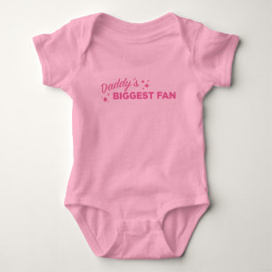 Daddy's Biggest Fan in Pink Text Cute Baby Bodysuit