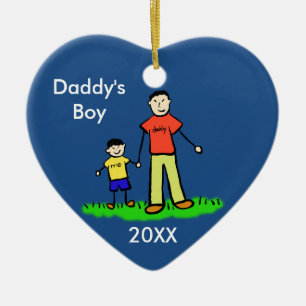 Daddy's Boy Family Character Custom Photo Ornament
