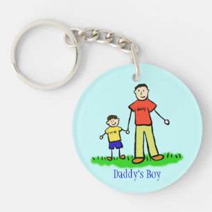 Daddy's Boy Family Characters Art Custom Keychain