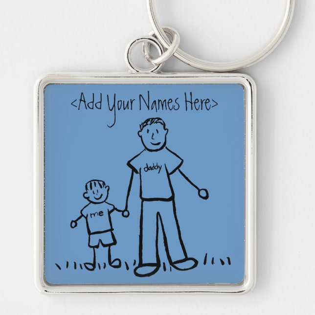 Daddy's Boy Keychain (Customize  Names) (Front)