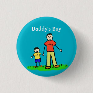 Daddy's Boy Pin Custom Family Character Buttons