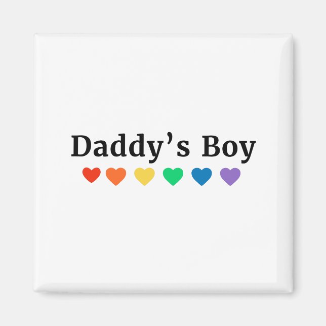 Daddy's Boy, Pride Rainbow Hearts, Funny Cool LGBT Magnet (Front)