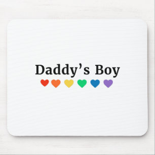 Daddy's Boy, Pride Rainbow Hearts, Funny Cool LGBT Mouse Pad