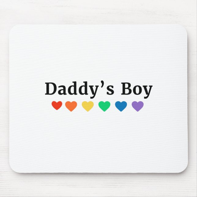Daddy's Boy, Pride Rainbow Hearts, Funny Cool LGBT Mouse Pad (Front)