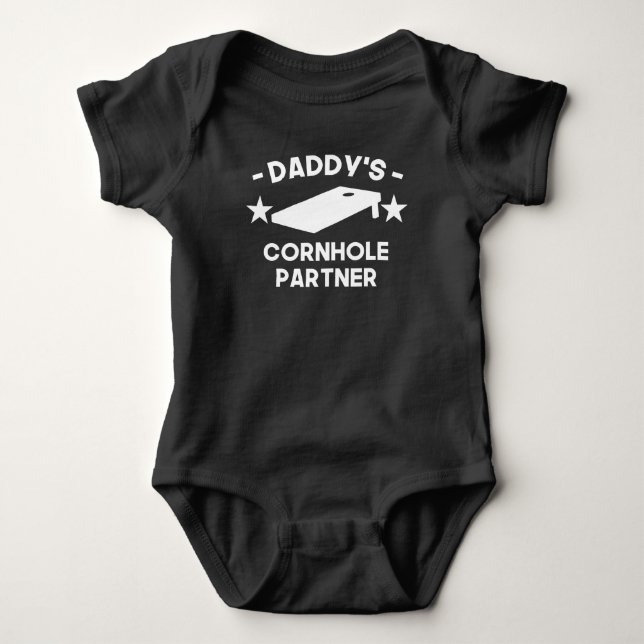 Daddy's Cornhole Partner Baby Bodysuit (Front)