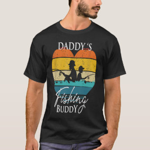 Daddy's Fishing Buddy  Retro Dad Son For Fisherman T-Shirt