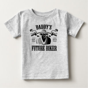 Daddy's Future Biker Motorcycle Skull Personalized Baby T-Shirt