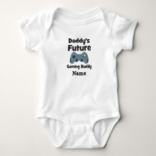 Daddy's Future Gaming Buddy with a Heart Button Baby Bodysuit