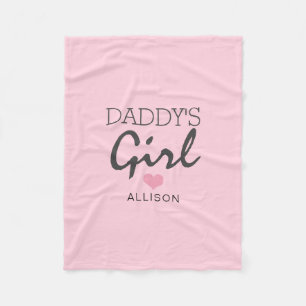Daddy's Girl Blush Pink Heart Personalized Fleece Blanket