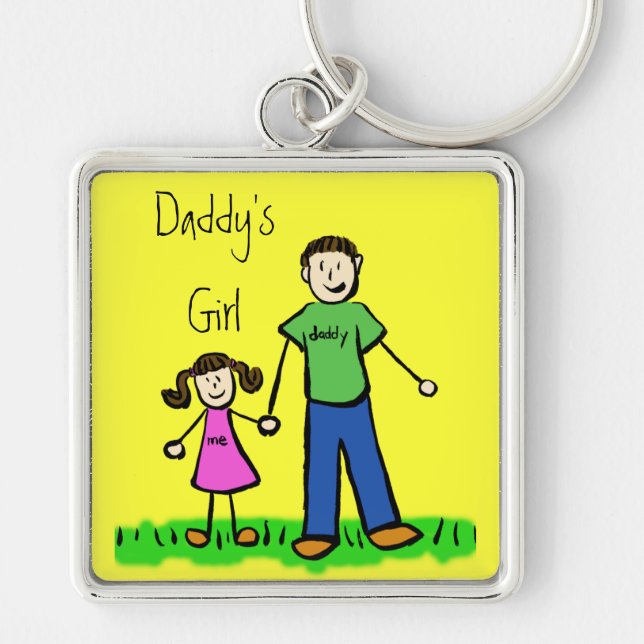 Daddy's Girl Brunette Keychain (Customize) (Front)