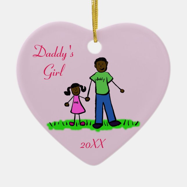 Daddy's Girl Family Character Art Custom Ornament (Front)