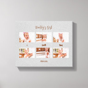 Daddy's Girl I love You Photo Collage Grey  Canvas Print