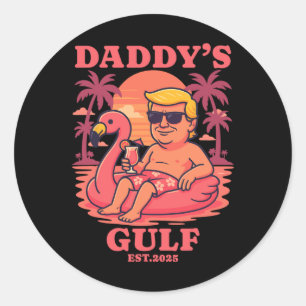 Daddy's Gulf 2025 Funny Daddy Trump Daddys Retro V Classic Round Sticker