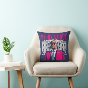 Daddy's Home Pink Trump Throw Pillow