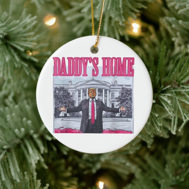 Daddy's Home Trump Pink Gift Ceramic Ornament (Tree)