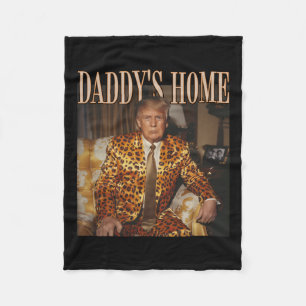 Daddy's Home Trump Trump 2024 Leopard Funny  Fleece Blanket