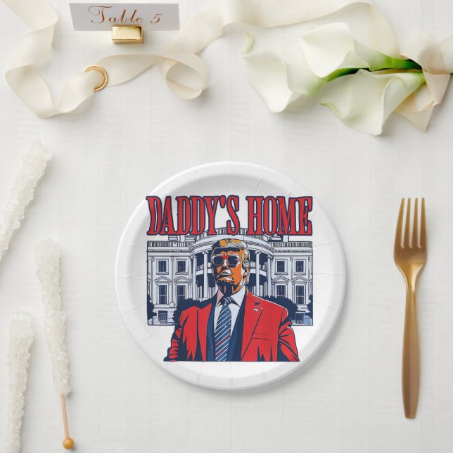 Daddy's Home Trump | White House Trump Gift Paper Plate (Wedding)