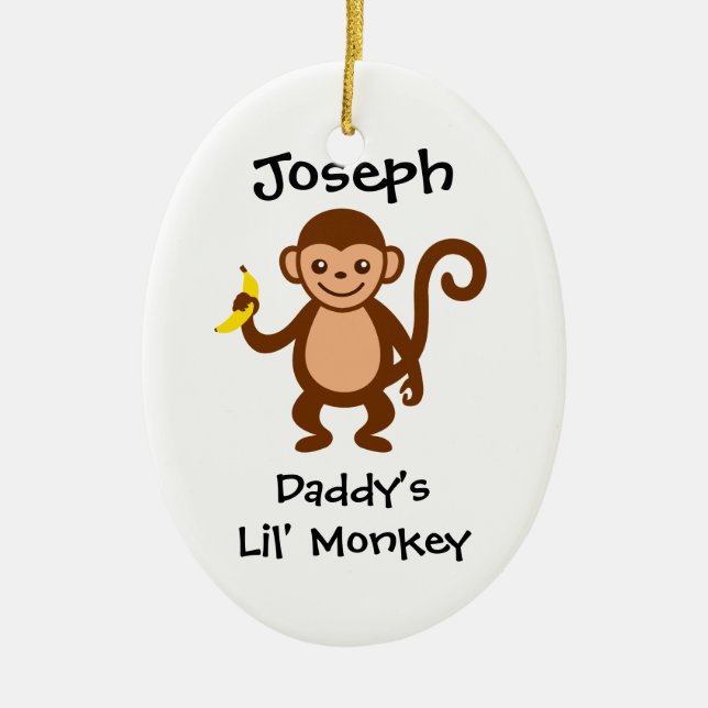 Daddys Lil Monkey Ceramic Ornament (Front)