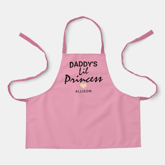 Daddy's Lil Princess Pink Heart Personalized Kids Apron (Front)