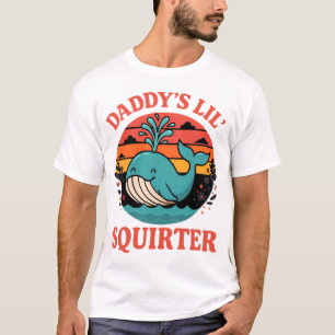 Daddy's Lil Squirter Retro Whale Illustration T-Shirt